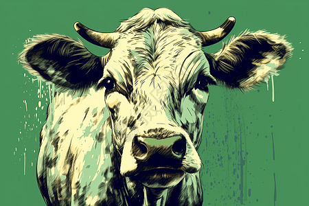 淘气的小牛头部绘画素材高清图片