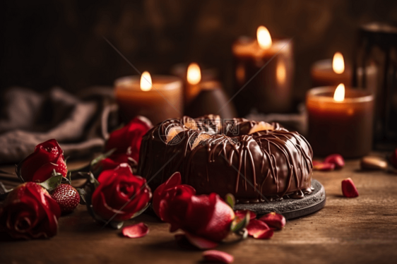 玫瑰花瓣巧克力蛋糕图片