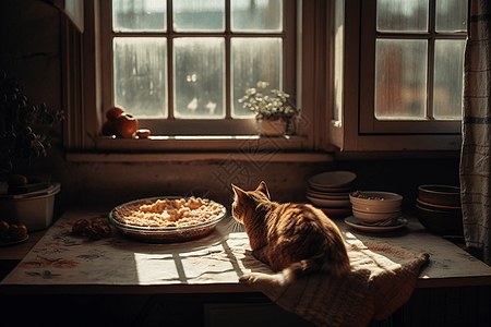 偷吃苹果派的猫图片