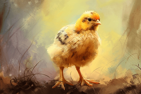 绘画色彩鲜艳小鸡图片