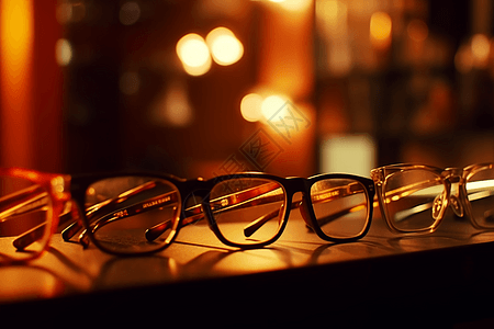 桌子上的眼镜图片