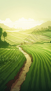 绿色的稻田风景图片