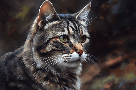 油画风格的宠物猫图片