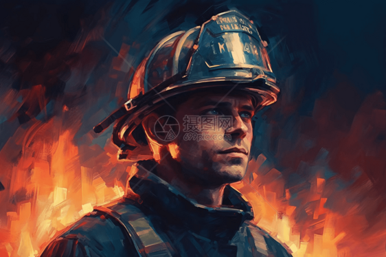 消防员的油画肖像图片