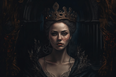 黑暗女王肖像油画图片