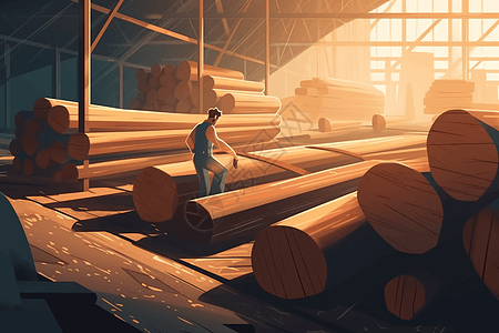 木材加工厂平面插图图片