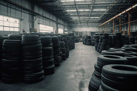 工厂生产的大量橡胶产品图片