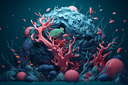 水下生物创意黏土模型图片