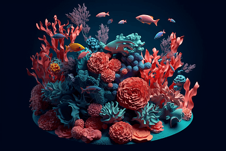 水下生物黏土模型图片
