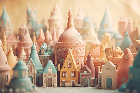 童话环境中的粘土3D城堡图片