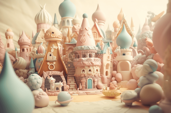 童话环境中的3D粘土城堡图片