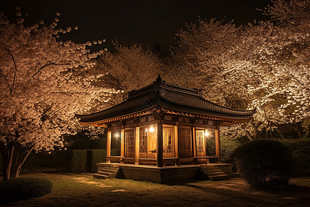 花园中的樱花背景图片