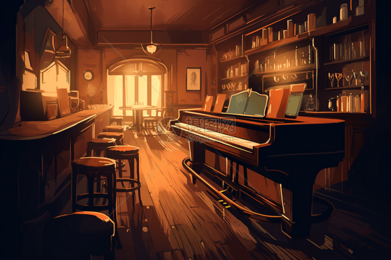带有钢琴的酒吧图片