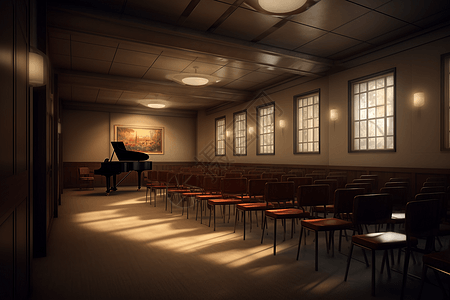无人的钢琴排练室图片