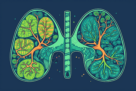 支气管长出树的肺插画