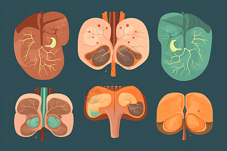 肝脏的不同叶和胆管背景图片