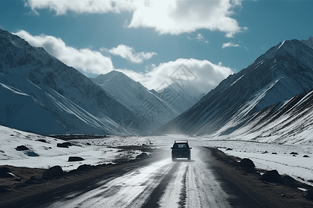 汽车驶过山峰图片