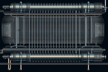 黑色管道金属散热器插画