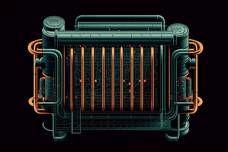 炸翅散热器管道网络插画