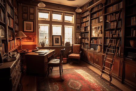 复古的书房装修高清图片