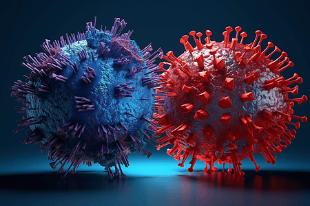 蓝红双色病毒背景图片