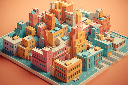 彩色的都市模型图片