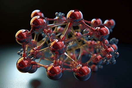 红色分子结构图片