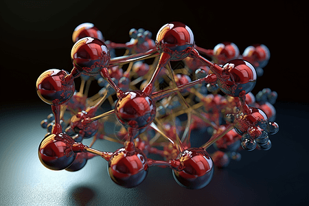 红色分子结构背景图片