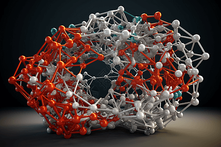 红色白色的分子结构图片