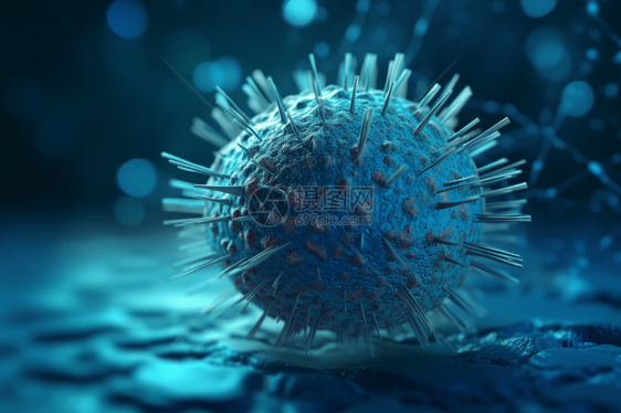 蓝色球形细菌病毒模型图片