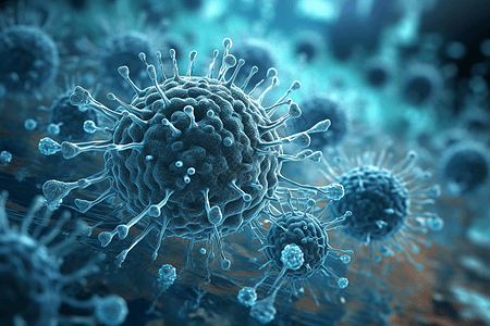 蓝色触角病毒细菌模型图片