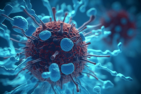 红色的病毒细胞背景图片