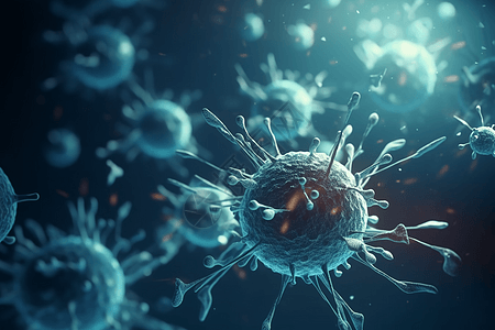 蓝色医学病毒细胞图片