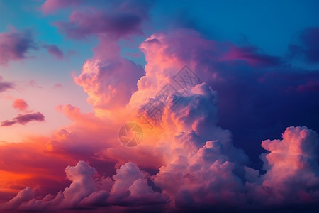 日落天空中唯美的彩云背景图片