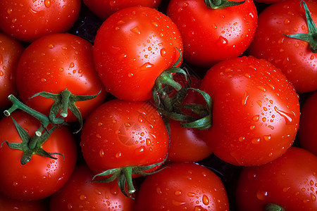 蔬菜水珠一颗颗红色的西红柿背景