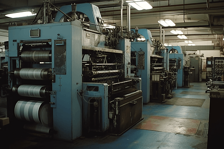 印刷机在印刷工厂中印刷报纸图片