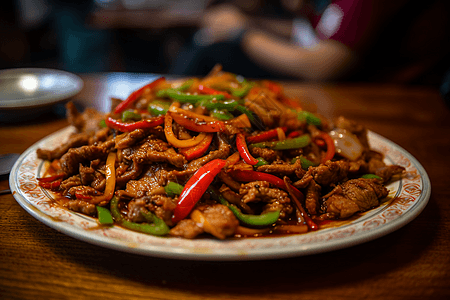 热气腾腾风味浓郁辣牛肉图片