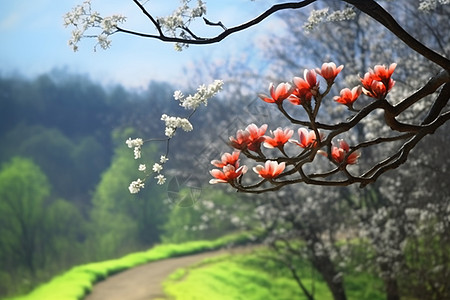 春天盛开的樱花图高清图片