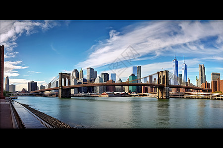 纽约布鲁克林大桥全景高清图片