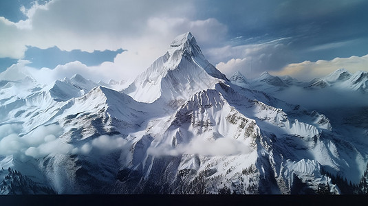 山脉的威严3D概念图背景图片