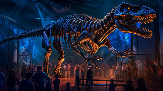 博物馆恐龙展艺术插图背景图片