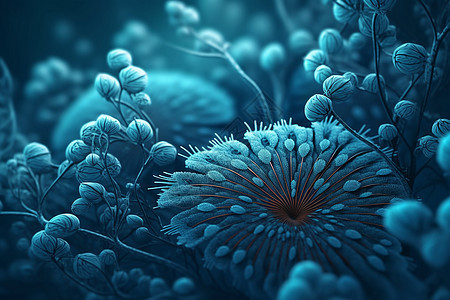 抽象蓝花自然景观3D概念图图片