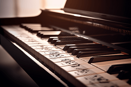 钢琴键盘和乐谱图片高清图片