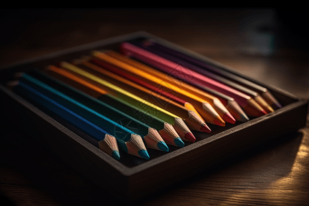 五颜六色的彩色铅笔特写镜头背景图片