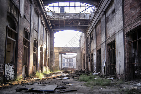 荒废的废弃工厂图片