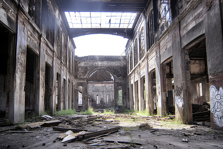 杂乱废弃的工厂图片