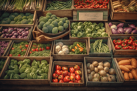 农贸市场摊位上的蔬菜图片