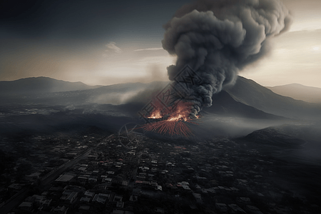 从火山中冒出的灰烬图片