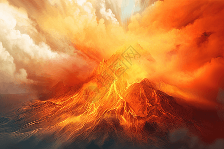 爆炸滚滚的火山灰云插画