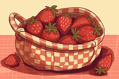 一篮子新鲜的草莓图片